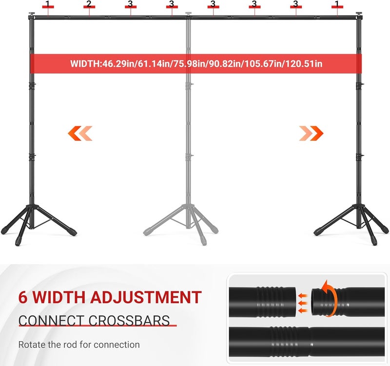 JSungo Backdrop Stand, Adjustable 10x7.5 FT Background Stand Backdrop for Parties, Photo Video Studio, Portable Photography Backdrop Stand with Carrying Bag, 6 Backdrop Clamps, and 2 Stand Bags - Image 2